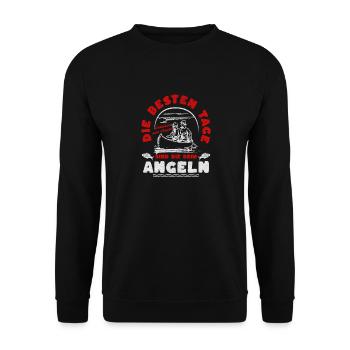 Die besten Tage sind die beim Angeln für Angler - Unisex Pullover - Schwarz - Vorne - Alina (178cm) & Michal (187cm)