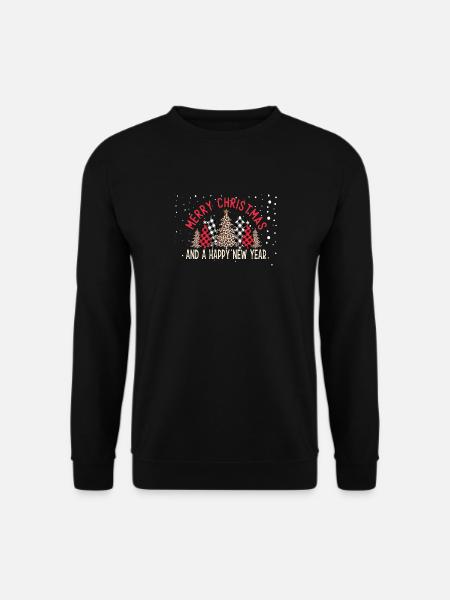 Merry Christmas Happy New Year Christmas Trees - Unisex Pullover - Schwarz