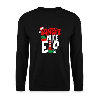 Lutin de Nice du Père Noël - Sweat-shirt Unisexe - noir - Devant - Alina (178cm) & Michal (187cm)