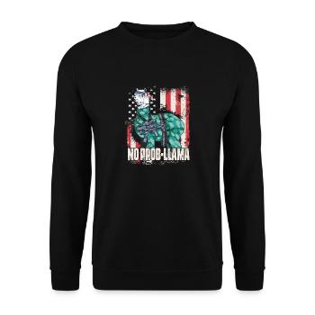 LLambo Alpaga Lama Drôle PAS DE PROB-LAMA - Sweat-shirt Unisexe - noir - Devant - Alina (178cm) & Michal (187cm)