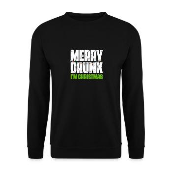 Funny Merry Drunk I'm Christmas Ugly Christmas - Unisex Pullover - Schwarz - Vorne - Alina (178cm) & Michal (187cm)