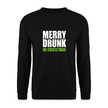 Funny Merry Drunk I'm Christmas Ugly Christmas - Unisex Pullover - Schwarz - Vorne - Alina (178cm) & Michal (187cm)