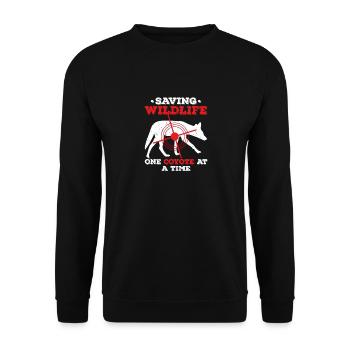 Saving Wildlife One Coyote At A Time - Kojote Jagd - Unisex Pullover - Schwarz - Vorne - Alina (178cm) & Michal (187cm)