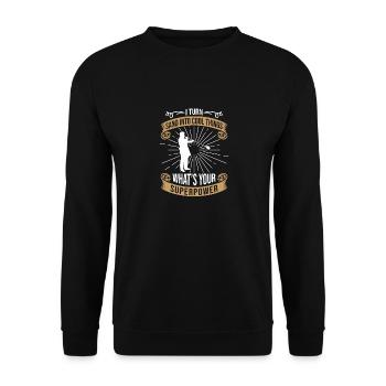 I Turn Sand Into Cool Things What's Superpower - Unisex Pullover - Schwarz - Vorne - Alina (178cm) & Michal (187cm)