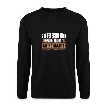 Erzgebirge Heimat Annaberg - Unisex Pullover - Schwarz - Vorne - Alina (178cm) & Michal (187cm)