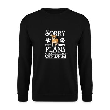 Désolé je ne peux pas j’ai des plans avec mon chihuahua - Sweat-shirt Unisexe - noir - Devant - Alina (178cm) & Michal (187cm)