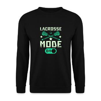 Lacrosse mode on - Unisex Pullover - Schwarz - Vorne - Alina (178cm) & Michal (187cm)