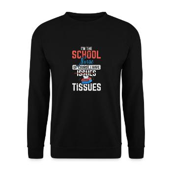 Drôle de citation d’infirmière scolaire pour les femmes J’ai des mouchoirs - Sweat-shirt Unisexe - noir - Devant - Alina (178cm) & Michal (187cm)
