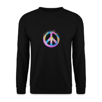 Love Peace 60s 70s Hippie Costume Love Peace - Unisex Sweatshirt - black - Front - Alina (178cm) & Michal (187cm)