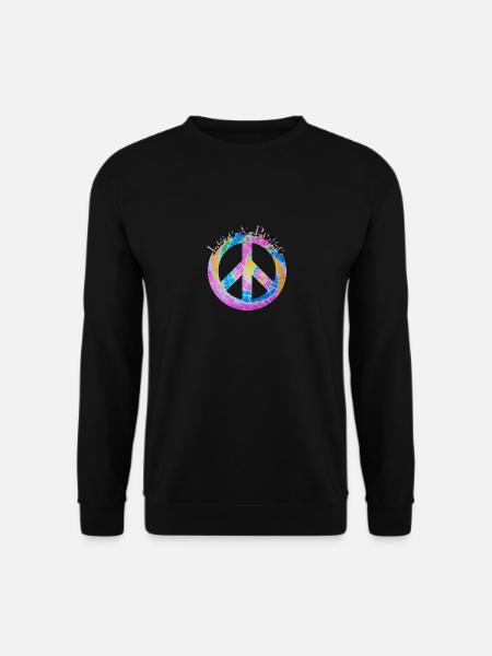 Love Peace 60s 70s Hippie Costume Love Peace - Unisex Pullover - Schwarz