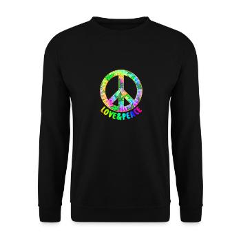 Love Peace 60s 70s Hippie Costume Love Peace - Unisex Sweatshirt - black - Front - Alina (178cm) & Michal (187cm)