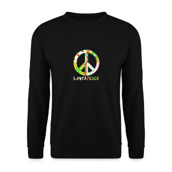 Love Peace 60s 70s Hippie Costume Love Peace - Unisex Sweatshirt - black - Front - Alina (178cm) & Michal (187cm)