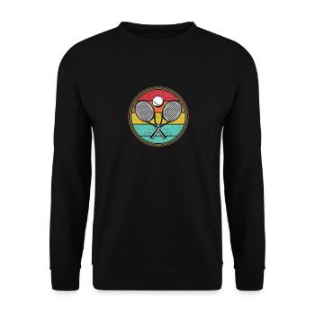 Tennis Player Retro Sunset Racket Ball - Unisex Sweatshirt - black - Front - Alina (178cm) & Michal (187cm)