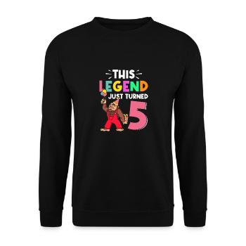 Bigfoot Party Supplies This Legend Just Turned 5 - Unisex Sweatshirt - black - Front - Alina (178cm) & Michal (187cm)