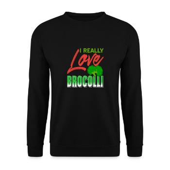 J’aime vraiment le brocoli rétro système immunitaire fort - Sweat-shirt Unisexe - noir - Devant - Alina (178cm) & Michal (187cm)