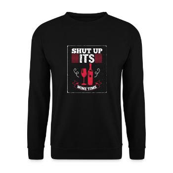 Shut Up Its Wine Time T-Shirt - Unisex Sweatshirt - black - Front - Alina (178cm) & Michal (187cm)