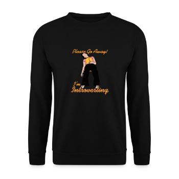 Please Go Away! I'm Introverting Funny Not Today - Unisex Sweatshirt - black - Front - Alina (178cm) & Michal (187cm)