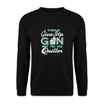 I Could Give Up Gin But I'm No Quitter Retro Funny - Unisex Pullover - Schwarz - Vorne - Alina (178cm) & Michal (187cm)