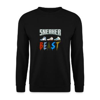 Sneaker Beast Retro Funny Sneaker Head T-Shirt - Unisex Sweatshirt - black - Front - Alina (178cm) & Michal (187cm)