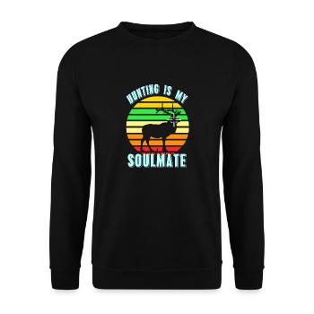 Hunting Is My Soulmate Retro Hunter Designs - Unisex Pullover - Schwarz - Vorne - Alina (178cm) & Michal (187cm)