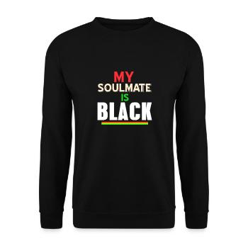 Cool Retro My Soulmate Is Black T-Shirt - Unisex Pullover - Schwarz - Vorne - Alina (178cm) & Michal (187cm)