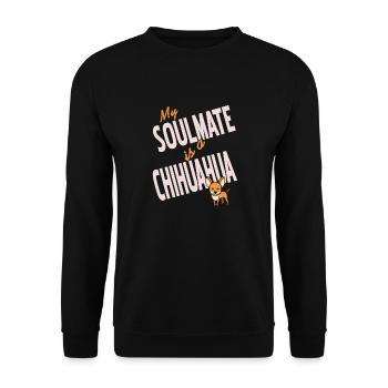 My Soulmate Is A Chihuahua Retro Dog Lover Designs - Unisex Pullover - Schwarz - Vorne - Alina (178cm) & Michal (187cm)