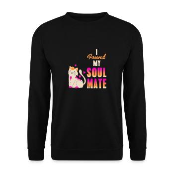 I Found My Soul Mate Cute Cat Lover Designs - Unisex Pullover - Schwarz - Vorne - Alina (178cm) & Michal (187cm)
