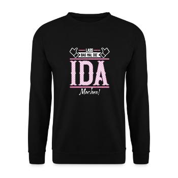 Ida Geschenkidee Geschenk Geburtstag - Unisex Pullover - Schwarz - Vorne - Alina (178cm) & Michal (187cm)