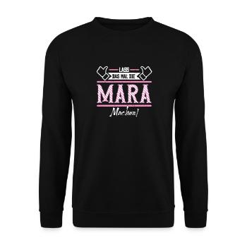 Mara Geschenkidee Geschenk Geburtstag - Unisex Pullover - Schwarz - Vorne - Alina (178cm) & Michal (187cm)