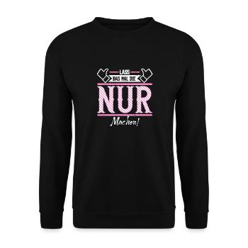 Nur Geschenkidee Geschenk Geburtstag - Unisex Pullover - Schwarz - Vorne - Alina (178cm) & Michal (187cm)