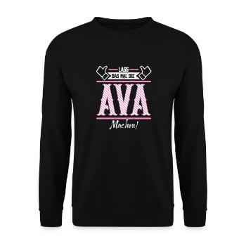 Ava Geschenkidee Geschenk Geburtstag - Unisex Pullover - Schwarz - Vorne - Alina (178cm) & Michal (187cm)
