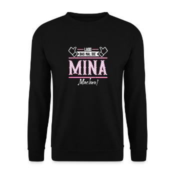 Mina Geschenkidee Geschenk Geburtstag - Unisex Pullover - Schwarz - Vorne - Alina (178cm) & Michal (187cm)