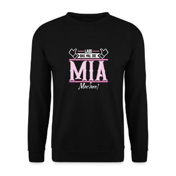 Mia Geschenkidee Geschenk Geburtstag - Unisex Pullover - Schwarz - Vorne - Alina (178cm) & Michal (187cm)