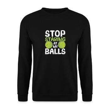 Stop staring at my balls Fun tennis - Unisex Sweatshirt - black - Front - Alina (178cm) & Michal (187cm)