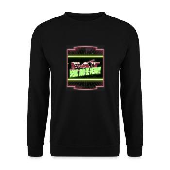 humor dinosaur moon dino bike moon fun statement - Unisex Pullover - Schwarz - Vorne - Alina (178cm) & Michal (187cm)
