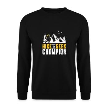 Bigfoot Party Supplies Hike And Seek Champion - Unisex Sweatshirt - black - Front - Alina (178cm) & Michal (187cm)
