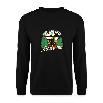 Bigfoot Party Supplies Hike And Seek Mode On - Unisex Sweatshirt - black - Front - Alina (178cm) & Michal (187cm)