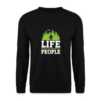 Bigfoot Sasquatch La vie est meilleure sans les gens - Sweat-shirt Unisexe - noir - Devant - Alina (178cm) & Michal (187cm)