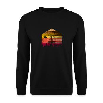 Retro Vintage Disc Golf Flying Disc Sport Funny Fr - Unisex Sweatshirt - black - Front - Alina (178cm) & Michal (187cm)