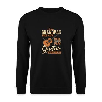 Mens Real Grandpas Jouer Guitariste Guitariste Gu - Sweat-shirt Unisexe - noir - Devant - Alina (178cm) & Michal (187cm)