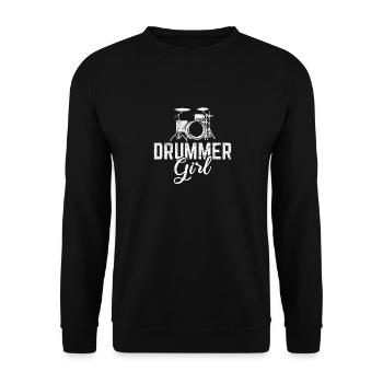 Cool Drummer Girl Rock Music Player Musician Percu - Unisex Pullover - Schwarz - Vorne - Alina (178cm) & Michal (187cm)
