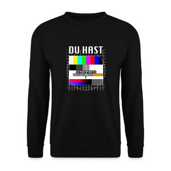 Du Hast Sendepause Testbild 90er Party 80er Jahre - Unisex Pullover - Schwarz - Vorne - Alina (178cm) & Michal (187cm)