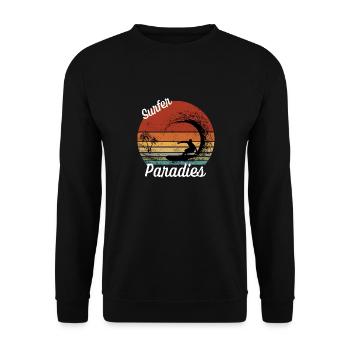 Sonnenuntergang Surfer Paradies Sprüche T-Shirt - Unisex Pullover - Schwarz - Vorne - Alina (178cm) & Michal (187cm)