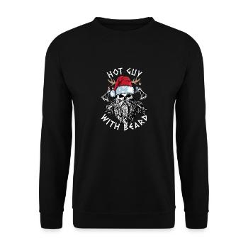 typebeard Christmas bearded Viking - Unisex Sweatshirt - black - Front - Alina (178cm) & Michal (187cm)