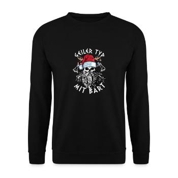 typebeard Christmas bearded Viking - Unisex Sweatshirt - black - Front - Alina (178cm) & Michal (187cm)