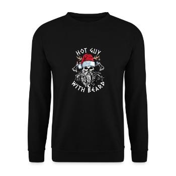 typebeard Christmas bearded Viking - Unisex Sweatshirt - black - Front - Alina (178cm) & Michal (187cm)