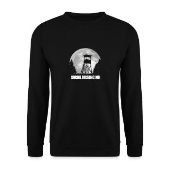 Stand de chasseur à distance sociale hobby hunter nature - Sweat-shirt Unisexe - noir - Devant - Alina (178cm) & Michal (187cm)