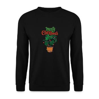 Christmas Monstera avec guirlande lumineuse Arbre - Sweat-shirt Unisexe - noir - Devant - Alina (178cm) & Michal (187cm)