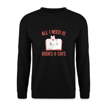 All I need is books - Unisex Pullover - Schwarz - Vorne - Alina (178cm) & Michal (187cm)
