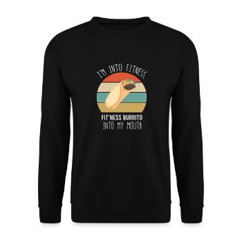 I'm Into Fitness, Fitness Burrito Into My Mouth - Unisex Sweatshirt - black - Front - Alina (178cm) & Michal (187cm)